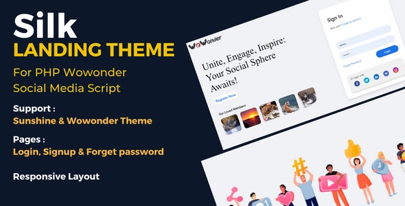 Silk Landing Theme For Wowonder Social Script