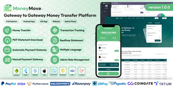 MoneyMove – Gateway to Gateway Money Transfer Platform Full Solution