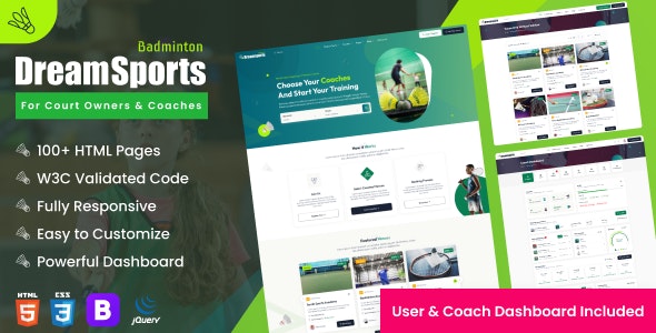 Dream Sports – Turf, Ground, Venues and Coaches Finder Booking Html Bootstrap Template