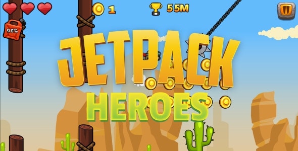 Jetpack Heroes – HTML5 Game + Mobile Version! (Construct 3)