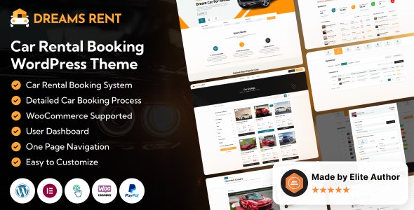 Dreams Rent – Advanced Car Rental & Fleet Booking Management WordPress Theme