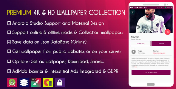 PREMIUM 4K & HD Wallpapers Collection – AdMob + GDPR