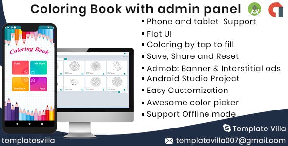 Coloring Book Android with Admin panel  Admob ready for publish