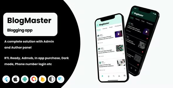 Blog master – Flutter app – iOS – Android – Admin panel – Author panel