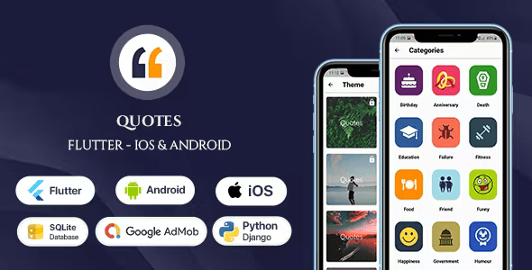 Quotes App – Flutter Android iOS Full App + Python Admin Panel