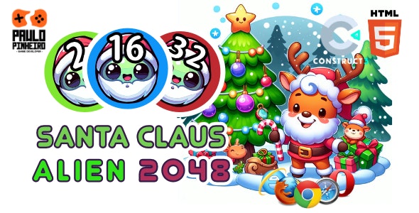 Santa Claus Alien 2048  HTML5 Game – (With Construct 3 Source-code .c3p)