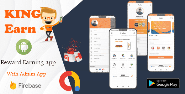 KingEarn – Android Rewards Earning App With Admin App