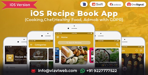 iOS Recipe Book App (Cooking,Chef,Healthy Food, Admob with GDPR)