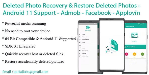 Deleted Photo Recovery & Restore Deleted Photos – Android 11 Support – Admob – Facebook – Applovin