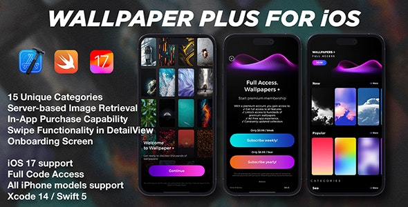 Wallpaper Pro App for iOS – Swift5, Full Source Code, In-App Purchase, Control With Your Own Server