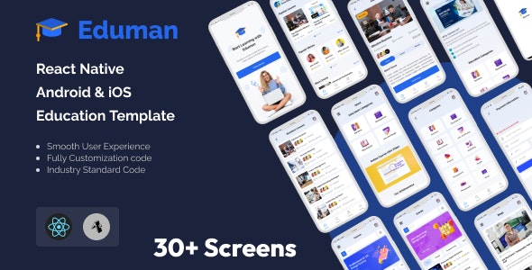 Eduman – React Native Android  iOS Education Template