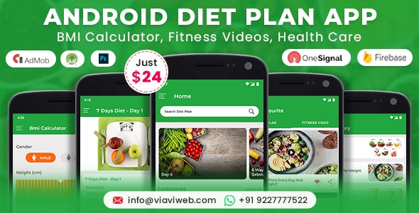 Android Diet Plan App (BMI Calculator, Fitness Videos, Health Care)