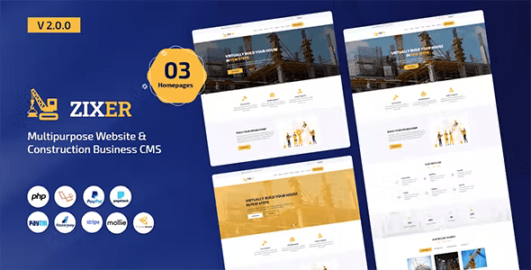 Zixer – Multipurpose Website & Construction Business Company CMS