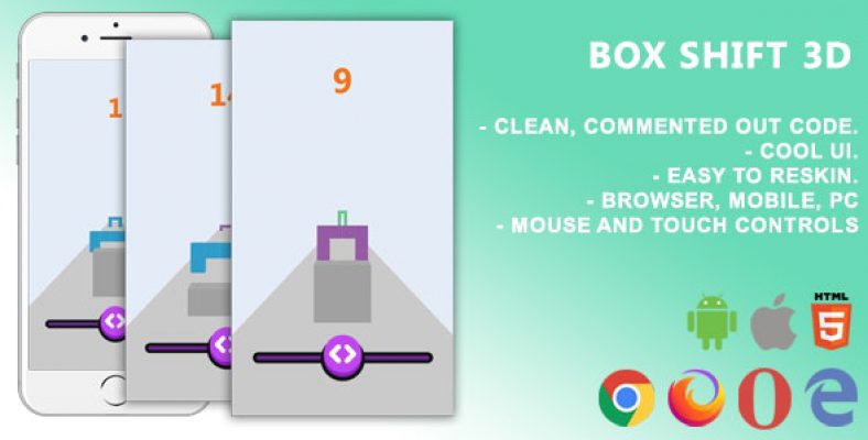 Box Shift 3D. Mobile, Html5 Game .c3p (Construct 3)