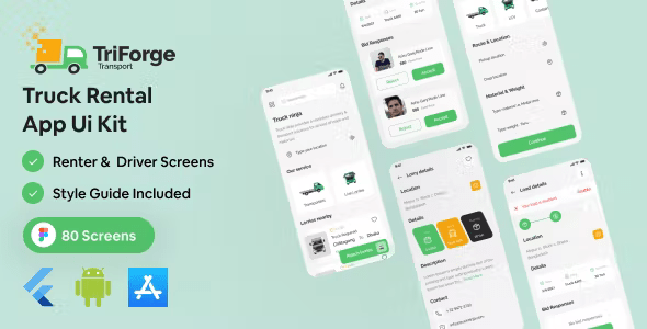 TriForge – Truck Renal Flutter App Ui Kit