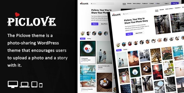 Piclove – Blog & Photos Download WordPress Theme 1.8