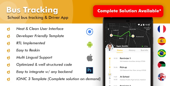 4 App Template| School Bus Tracking App| Parents Child Tracking app| Tracking App| Driver App