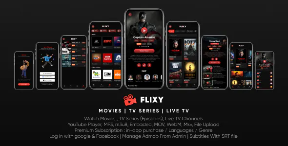 Flixy : Movie App : Series,Live TV, Video Streaming App, Netflix Clone : Android/Laravel