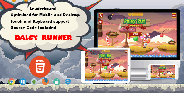 Daisy Run HTML5 game (Construct 2) with Playfab leaderboard, login