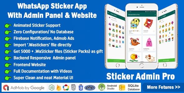 StickerAdmin Pro : WhatsApp Stickers App with admin panel + Website (Animated Sticker)