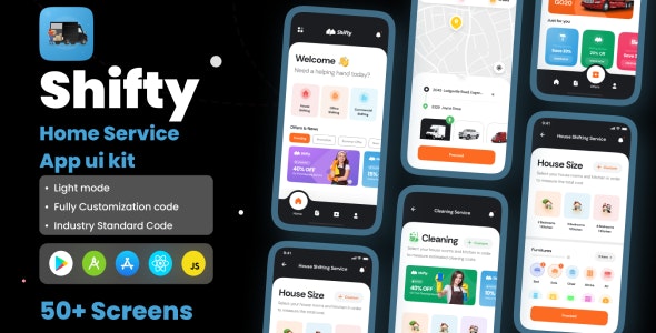 Shifty – Home Service App React Native CLI Ui Kit