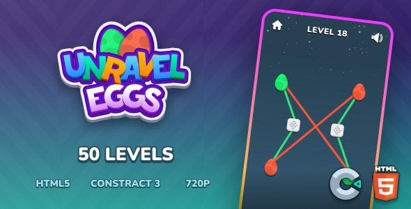 Unravel Eggs – 50 Levels – Construct 3 – c3p