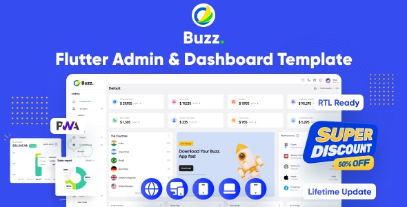 Buzz – Flutter Admin Panel | Flutter PWA | Flutter Admin Dashboard Template | Flutter Web Responsive