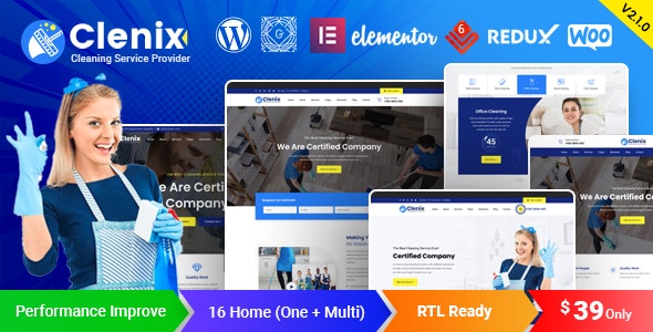 Clenix – Cleaning Services WordPress Theme