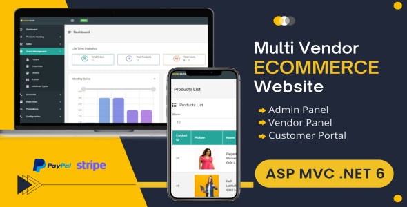 Multi Vendor eCommerce Website in ASP MVC .NET 6 and React Js