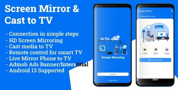 Screen Mirror and Casting App [Android 13 supported] – Admob Ads Implemented