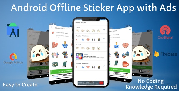 Whatsapp Sticker App (Offline) with Admob and OneSignal Push Notification for Android