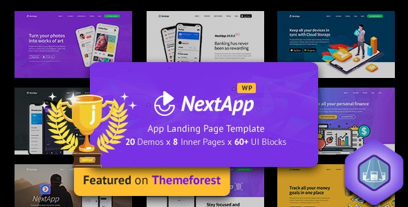 App Landing Page WordPress Theme for Mobile Application Software Design  Development Site – Nextapp