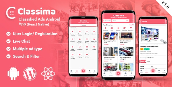 Classima – Classified ads Android  iOS App