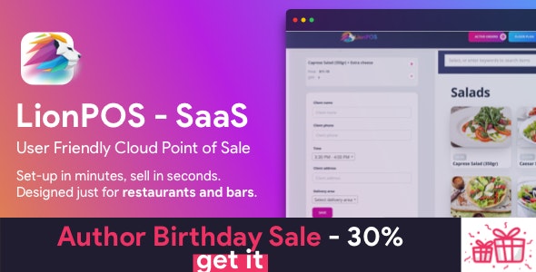 Lion POS – SaaS Point Of Sale Script for Restaurants and Bars with floor plan 4.1.0 [Extended License]