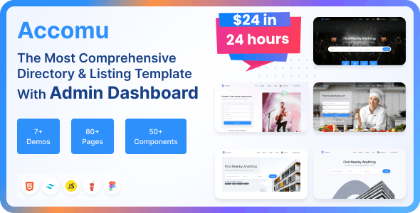 Accomu – Tailwind Directory  Listings  Template