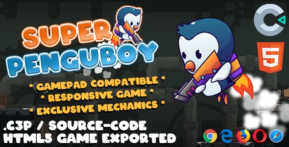 Super Penguboy HTML5 Game – With Construct 3 File (.c3p)