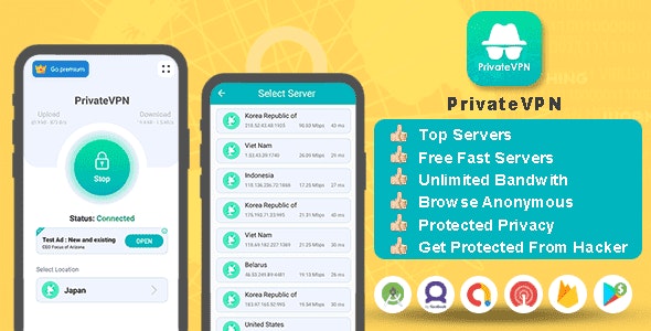 Private VPN App – Free VPN Server – Paid VPN Servers – Admob Facebook Ads – Fast VPN  Secure VPN v2