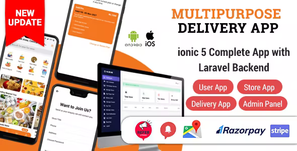 Food Delivery App -Multi Restaurant ionic 5 Complete Ready to Use App (Android, ios & PWA)