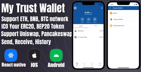 React Native – BTC, BNB, ETH Crypto Wallet