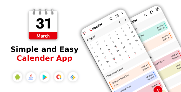 Calendar : Simple  Easy Calendar Android App With Admob Ads