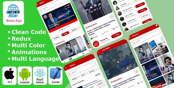 News App – Breaking News | Analysis | Live News | World News React Native iOS/Android App Template