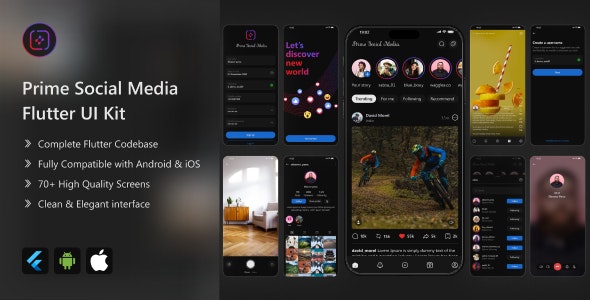 Prime Social Media Flutter App UI Kit