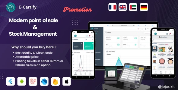 E-Cartify – Flutter Modern Point of Sale – Flutter Stock Management  in Laravel + Flutter