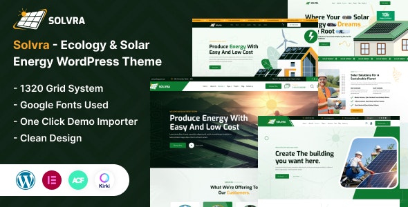 Solvra – Ecology  Solar Energy WordPress Theme