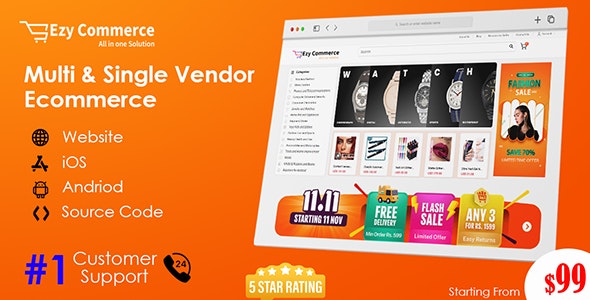 Ezycommerce: Multi Vendor Ecommerce Website  Mobile App Dot Net Core