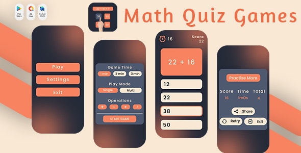 Math Quiz Game – Brain Training Game – Math for Kids – Math Games – Math Workout – Simple Math Class