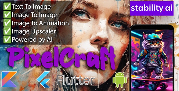 PixelCraft – AI Image Generator App – Generate Images and Animations Using AI