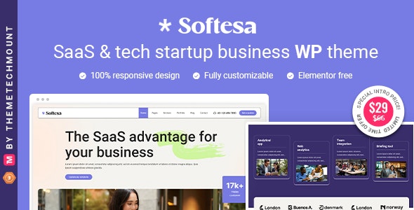 Softesa – Saas Software Startup Business Elementor WordPress Theme