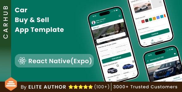 Car Buy  Sell App Template in React Native | CarHub