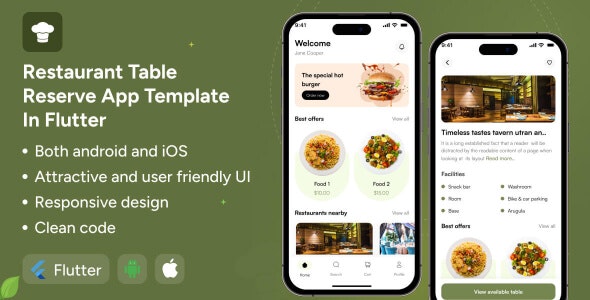 DineTable app UI template | Restaurant table reservation app in flutter | ReserveSpot app template